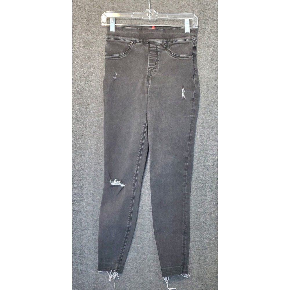 SPANX® Jeans Womens Size XS Faded Black Pull On High Rise Distress Skinny Leg